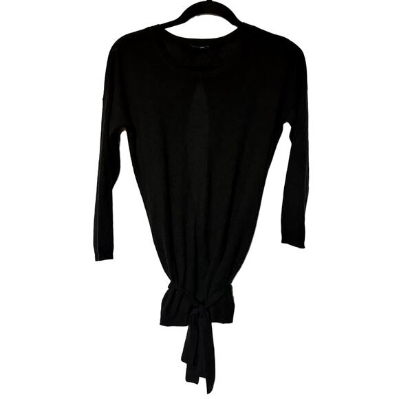 Theory Evette Black 100% Cashmere Open Back Tie Waist Sweater Sz Medium Capsule - Picture 1 of 9
